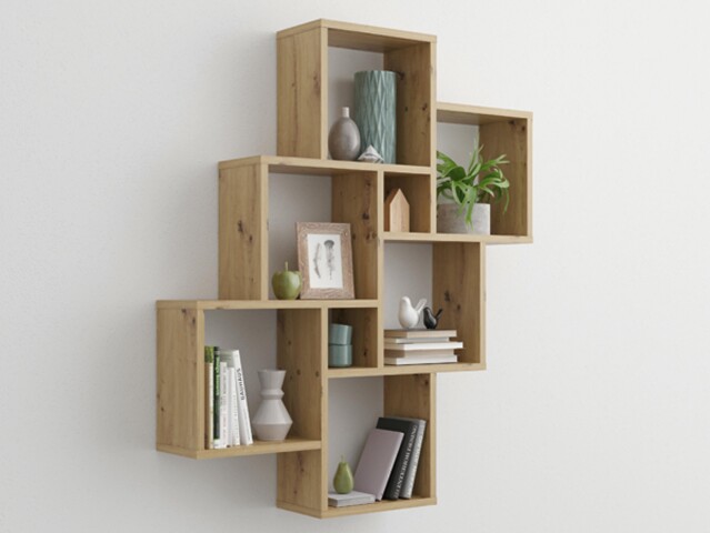 Wandregal >Annaliese< in Artisan Eiche - 81.5x94.5x16cm (BxHxT)