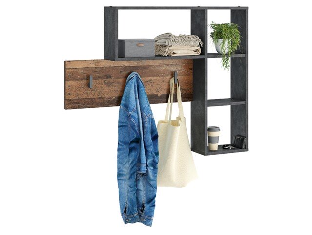 Garderobenpaneel >Karlan< in Matera Old Style dunkel - 103,5x81x16cm (BxHxT)