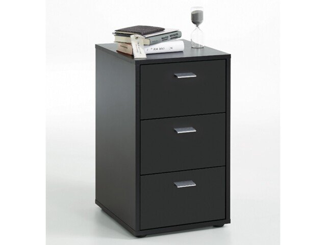 Nachtkommode >Merl< in Schwarz - 35x62,4x39,9cm (BxHxT)