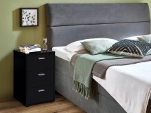 Nachtkommode >Merl< in Schwarz - 35x62,4x39,9cm (BxHxT)