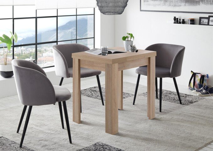 Esstisch >Monterrey< ausziehbar bis 136cm in Eiche Sägerau - 80/136x78x80cm (BxHxT)