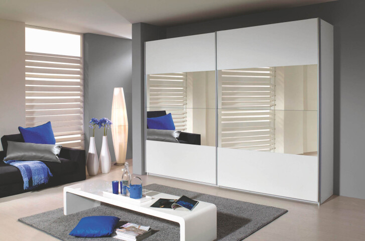 Schwebetürenschrank >Emmy< in Alpinweiß - 226x210x57cm (BxHxT)