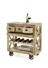 Rollwagen >Foligno< in Mango Wood aus Massivholz - 86x93x46cm (BxHxT)