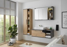 Spiegelschrank >Nebraska< in Matera Beton - 110x70x21cm (BxHxT)