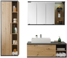 Badezimmer-Set >Nebraska< (3-teilig) in Matera Beton - 180x190x53cm (BxHxT)