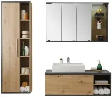 Badezimmer-Set >Nebraska< (3-teilig) in Matera Beton - 180x190x53cm (BxHxT)