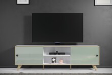 TV-Board >Ankeny< in Weiß Hochglanz - 216x63x40cm (BxHxT)