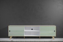 TV-Board >Ankeny< in Weiß Hochglanz - 216x63x40cm (BxHxT)