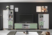 TV-Board >Ankeny< in Weiß Hochglanz - 216x63x40cm (BxHxT)