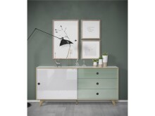 Sideboard >Ankeny< in Weiß Hochglanz - 180x86x40cm (BxHxT)