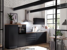 Küchen-Set >Jamesy< in Schwarz matt - 320x200x60cm (BxHxT)