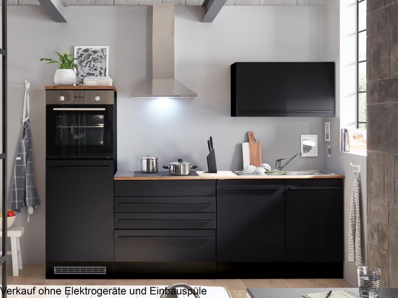 Küchen-Set >Jamesy< in Schwarz matt - 260x200x60cm (BxHxT), 629,95 € | Unterschränke