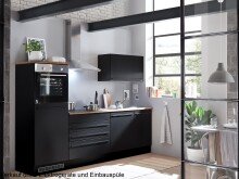 Küchen-Set >Jamesy< in Schwarz matt - 260x200x60cm (BxHxT)