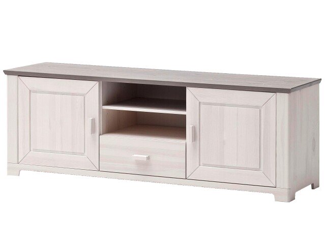 TV-Board >Malmö< in Weiß aus Massivholz - 160x55,5x46,5cm (BxHxT)