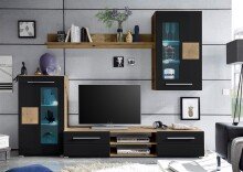 Wohnwand >Goran< in Artisan Eiche Schwarz - 240x190x43cm (BxHxT)