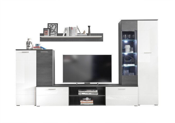 Wohnwand >Maurits< in Black North - 312x190x40cm (BxHxT)