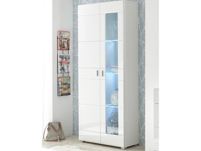 Vitrine >Ella< in Weiß - 80x194x35cm (BxHxT)