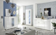 Vitrine >Ella< in Weiß - 80x194x35cm (BxHxT)