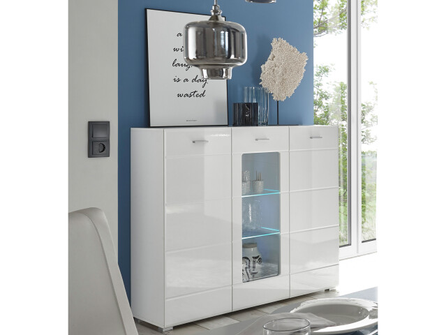 Highboard >Ella< in Weiß - 120x112x42cm (BxHxT)