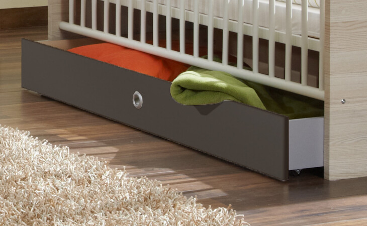 Bettschubkasten >Canton< in Graphit/Weiß - 71x17x137cm (BxHxT)