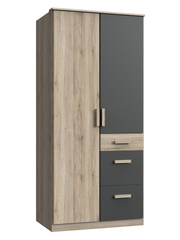 Kleiderschrank >Canton< in San Remo Eiche - 91x199x58cm (BxHxT)