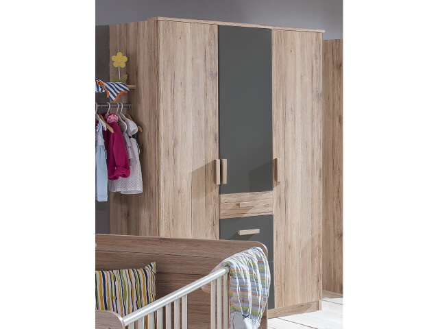 Kleiderschrank >Canton< in San Remo Eiche - 135x199x58cm (BxHxT)