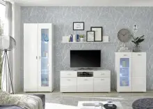 Highboard >Ella< in Weiß - 80x112x42cm (BxHxT)