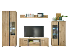 Wohnwand >Kendall< in Artisan Eiche - 340x196x40cm (BxHxT)