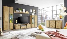 Wohnwand >Kendall< in Artisan Eiche - 340x196x40cm (BxHxT)