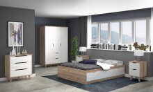 Bett >Vancouver< in Plankeneiche - 150,5x43x194,9cm (BxHxT)