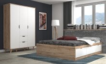 Bett >Vancouver< in Plankeneiche - 190,5x43x204,9cm (BxHxT)