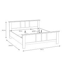 Bett >Indianapolis< in Schneeeiche - 193x95,2x210,4cm (BxHxT)