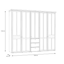 Kleiderschrank >Indianapolis< in Schneeeiche - 254,4x216,6x62,1cm (BxHxT)