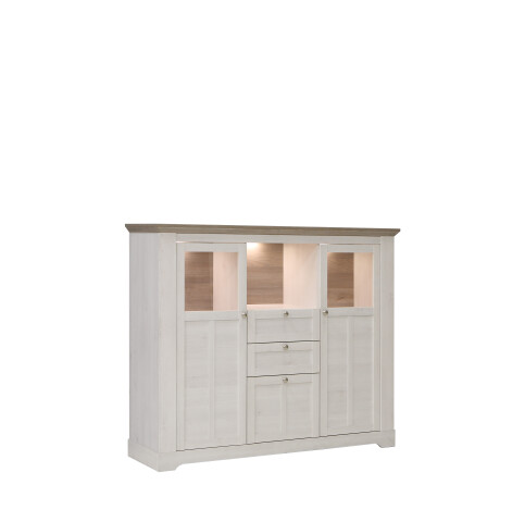 Highboard >Indianapolis< in Schneeeiche - 165x136,1x44,3cm (BxHxT)