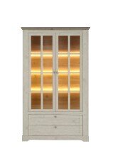 Vitrine >Indianapolis< in Schneeeiche - 125,3x209,8x44,3cm (BxHxT)