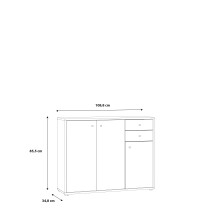 Kommode >Tembi< in Weiß - 108,8x85,5x34,8cm (BxHxT)