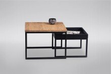 Couchtisch >Detroit< in Wildeiche aus Massivholz, Metall - 60x45x60cm (BxHxT)