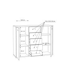 Kommode >Tembi< in Sonoma-Eiche - 108,8x85,5x34,8cm (BxHxT)