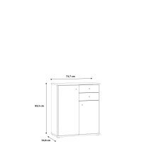 Kommode >Tembi< in Weiß - 73.7x85.5x34.8cm (BxHxT)