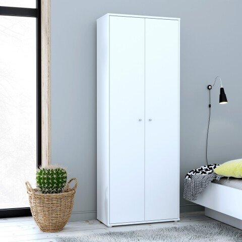 Aktenschrank >Tembi< in Weiß - 73.7x197.5x34.8cm (BxHxT)