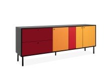 Lowboard >Lafayette< in Schwarz - 184.5x81x40cm (BxHxT)
