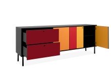 Lowboard >Lafayette< in Schwarz - 184.5x81x40cm (BxHxT)