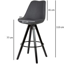Barhocker (2er Set) in Schwarz - 53x49x113 (LxBxH)