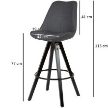 Barhocker (2er Set) in Schwarz - 53x49x113 (LxBxH)