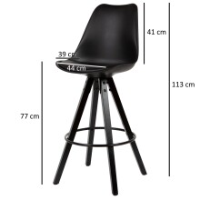 Barhocker (2er Set) in Schwarz - 49x53x113cm (LxBxH)