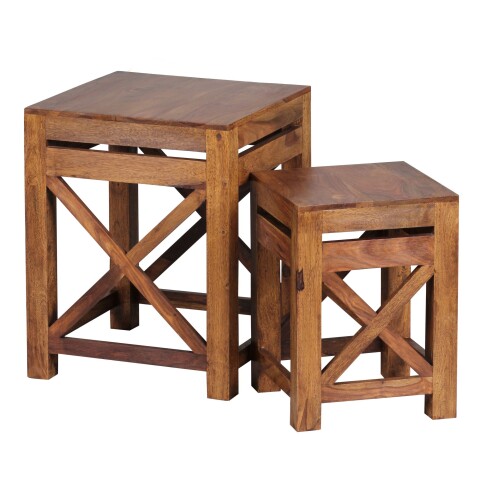 Satztisch (2er Set) in Braun - 40x40x50 (LxBxH)