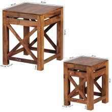 Satztisch (2er Set) in Braun - 40x40x50 (LxBxH)