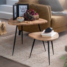 Satztisch (2er Set) in Braun - 60x60x51 (LxBxH)