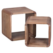 Satztisch (2er Set) in Braun aus Massivholz Akazie -...