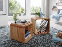 Satztisch (2er Set) in Braun aus Massivholz Akazie - 36x43x43cm (LxBxH)